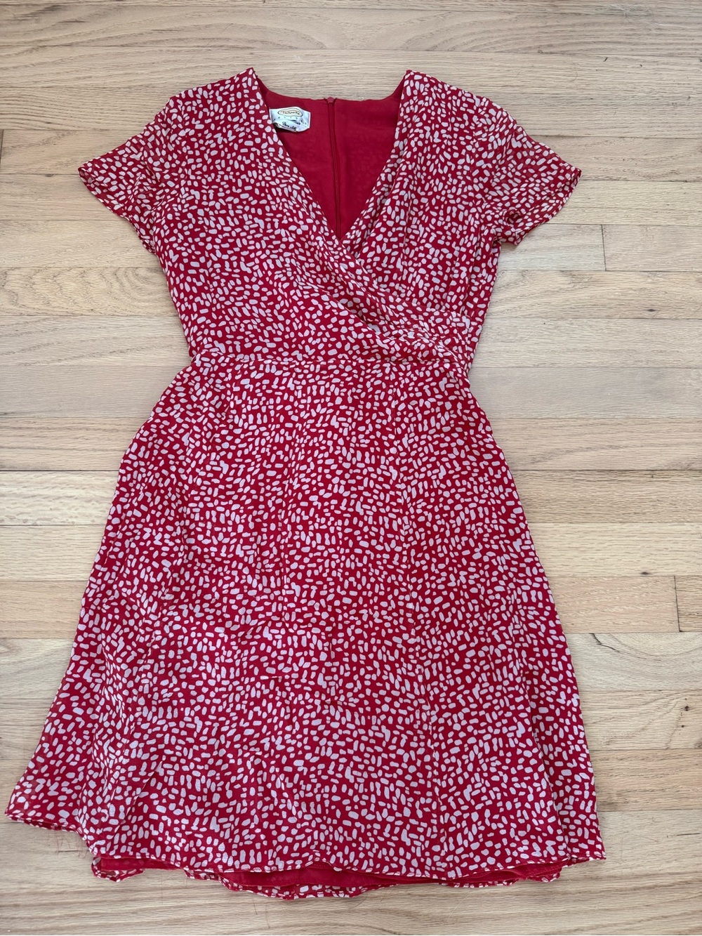 Talbots Vintage Size 2 Petite Pure Silk Red & White Polka Dot Dress